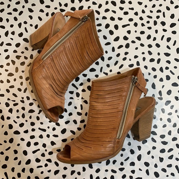 Paul Green Shoes - Paul Green Leather Ankle Peep Toe Booties